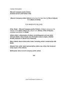 Music Press Release